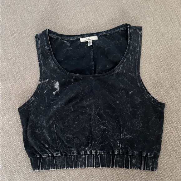 Mavi Tops - Mavi Black Marble Crop Top